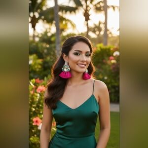 Elegant Pink and Blue Statement Earrings